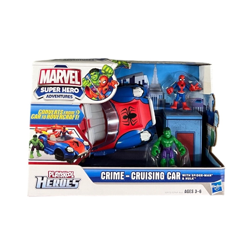 Marvel Super Hero Adventures Playskool Heroes Crime-Cruising Car Spider-Man Hulk